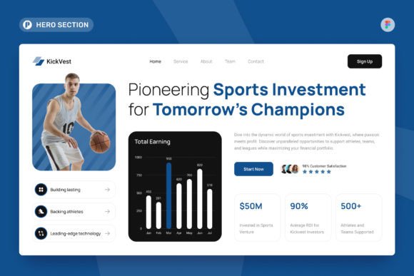 Download Kickvest - Sport Investment Hero Section - Investment Collection