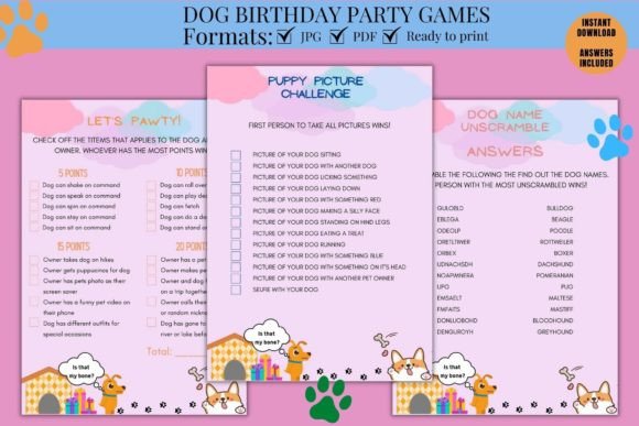 Download Printable Dog Birthday Party Game Bundle - Premium Resources